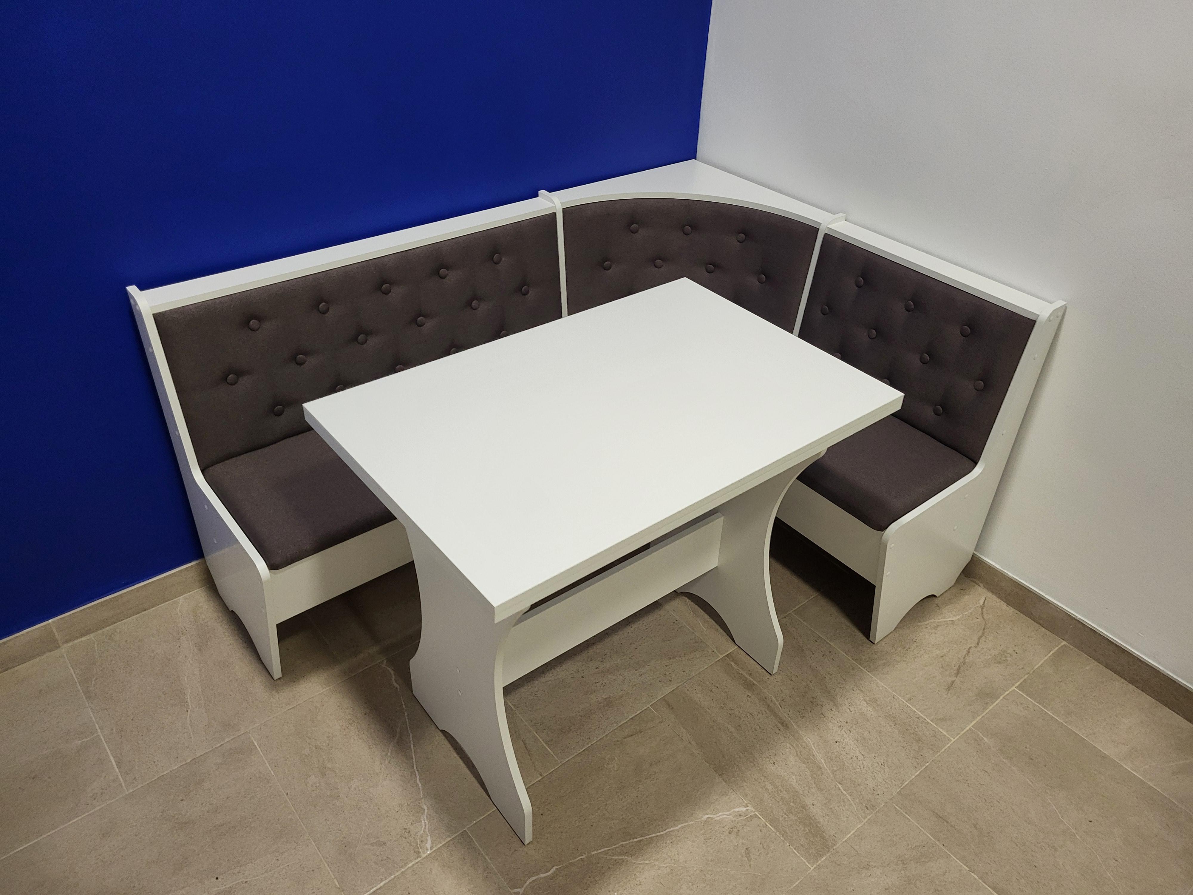 Кухонний куток Сімейний з розкладним столом 113,5х153,5 см Білий/Бонус Нова (KS-B-BN)