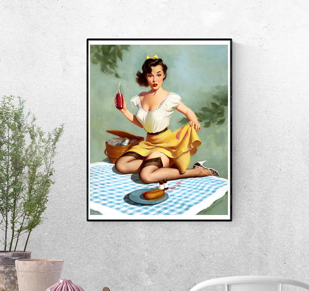 Постер На пикнике запачкалась. Гарри Экман формат А-4 (pin_up010139_Poster)