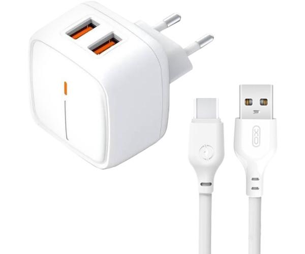 Устройство зарядное сетевое XO L61 2USB/12W/Type-C White