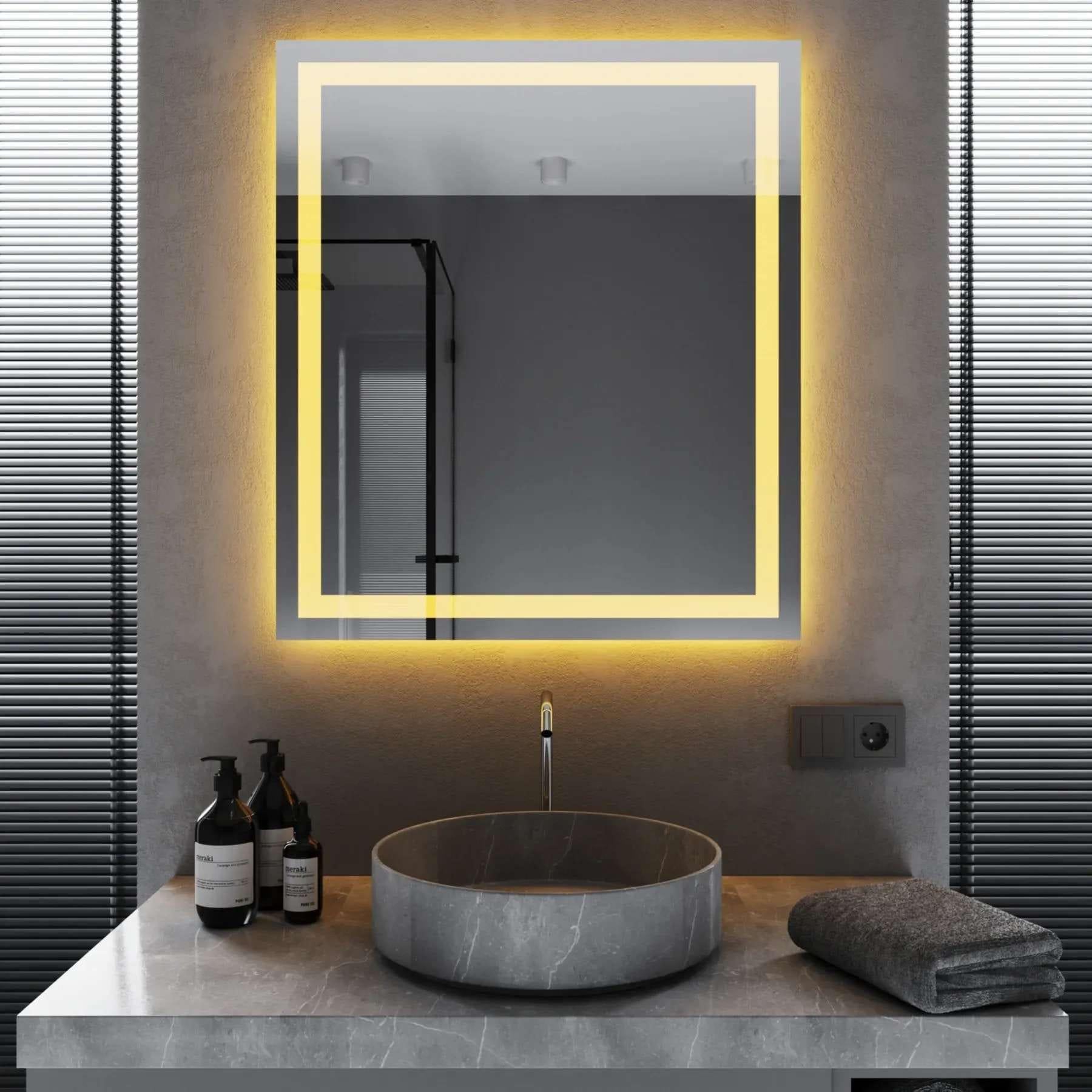 Зеркало для ванной комнаты Mironiks квадратное с фоново-фронтальной LED-подсветкой 800x800 мм (FR-MRKS-309216)