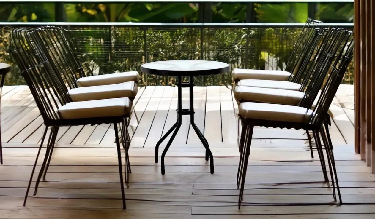 Скляний стіл Garden Line круглий для дачі 60 см Чорний - фото 4 Скляний стіл Garden Line круглий для дачі 60 см Чорний - фото 4