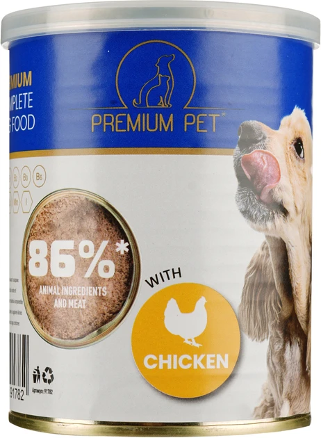 Паштет для взрослых собак Premium Pet с курицей влажный корм консерва 360 г (2641234757)