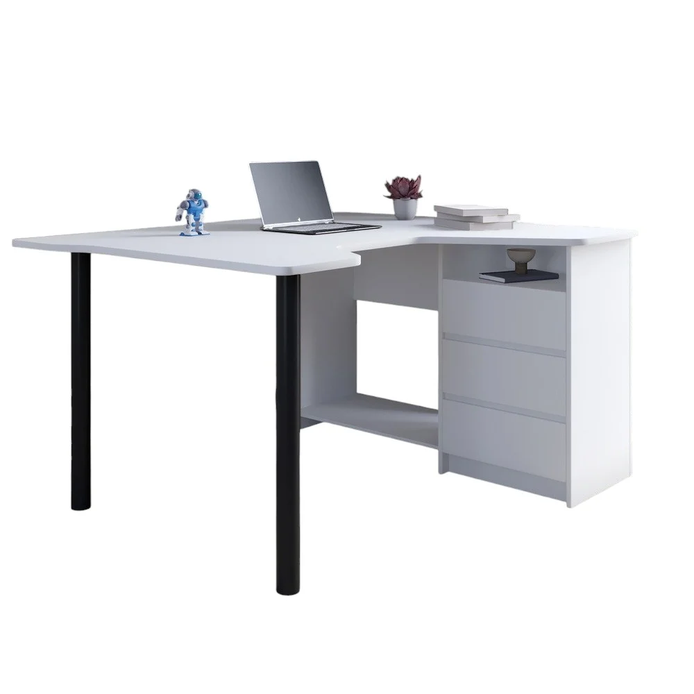 Письменный стол угловой на 3 ящика Буст 1400x1200x745 мм Белый (LION-041459)