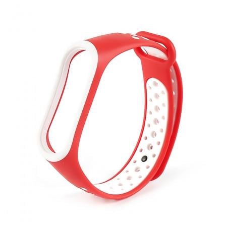 Ремешок для фитнес браслета Xiaomi Mi Band 3 4 Red/White