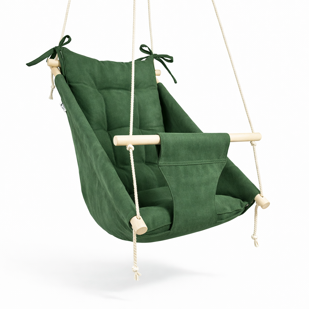 Детские качели подвесные Колыханка микровелюр Темно-зеленый (gs-9041)