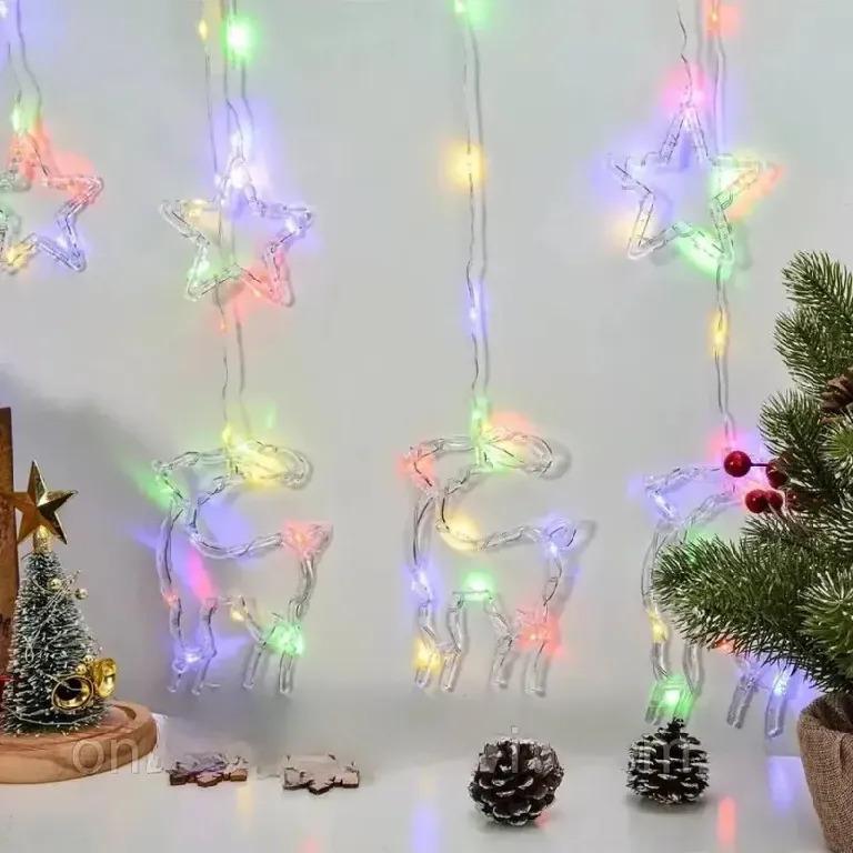 Гірлянда-штора Зірки та олені LED RGB з пультом 3 м (234576474_277) - фото 2 Гірлянда-штора Зірки та олені LED RGB з пультом 3 м (234576474_277) - фото 2