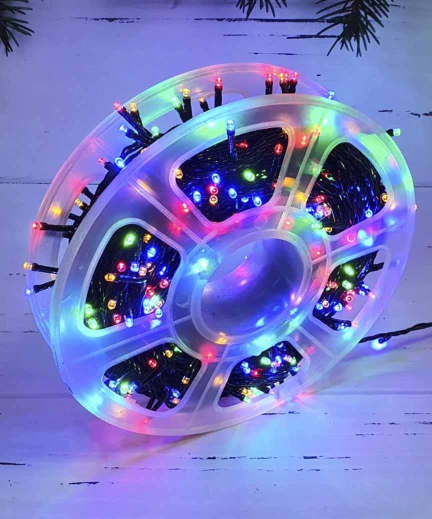 Гирлянда уличная 400 LED на катушке ПВХ 2 мм 40 м Черный от сети Разноцветный свет (SZ-1426-01)