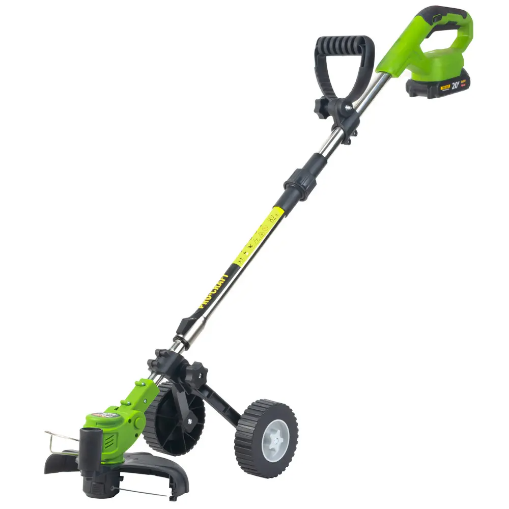 Коса-триммер аккумуляторная Procraft PTA25 на колесах с катушкой и ножами с 2 аккумуляторами и зарядным устройством