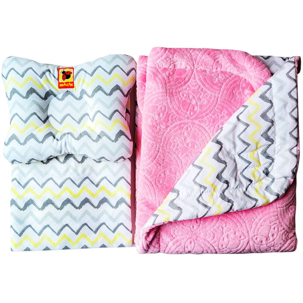 Комплект постільний дитячий Масік Bed Set Newborn подушка ковдра та простирадло Рожевий (МС110512-09)