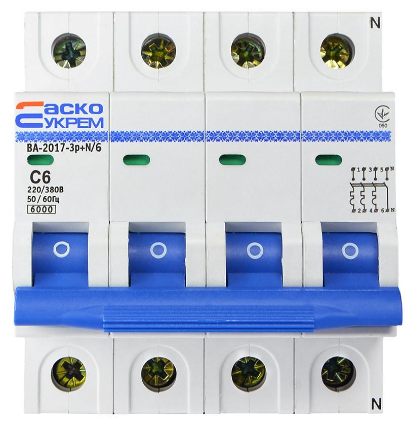 Автоматический выключатель Аско-Укрем ВА-2017/С 3р+N 6А (07378)