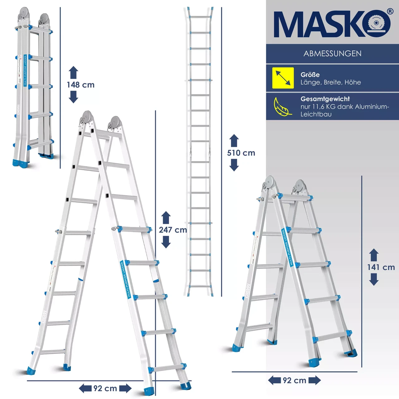 Стремянка телескопическая MASKO Серебряный (13277slb-bl) - фото 7 Стремянка телескопическая MASKO Серебряный (13277slb-bl) - фото 7