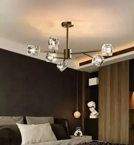 Люстра світлодіодна Кубик 8614 на 6 плафонів Золотистий