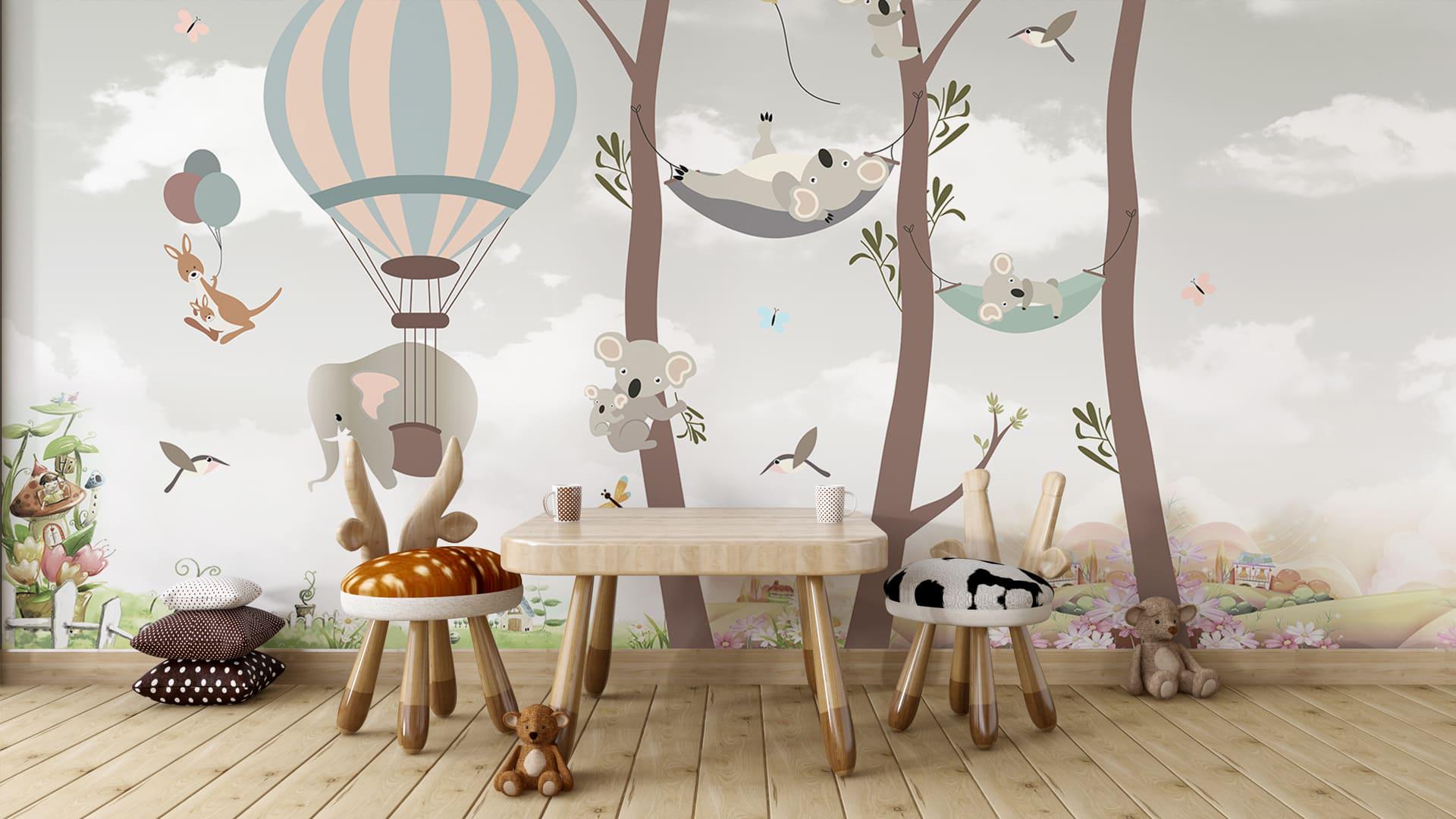 Фотообои флизелиновые Styleo Print-walls Воздушное приключение с животными 0908 300х200 см (Pw-0908)