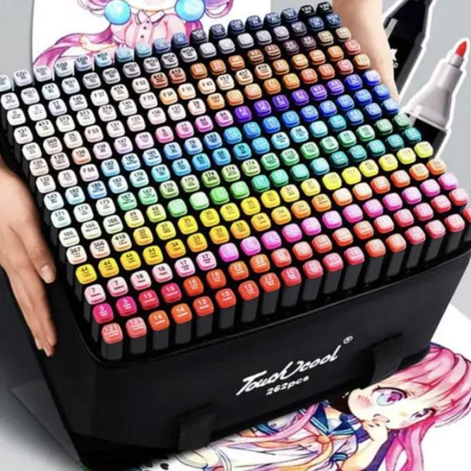 Набір скетч-маркерів двосторонніх YULIN в чохлі 262 шт. (MX-00007830) - фото 2