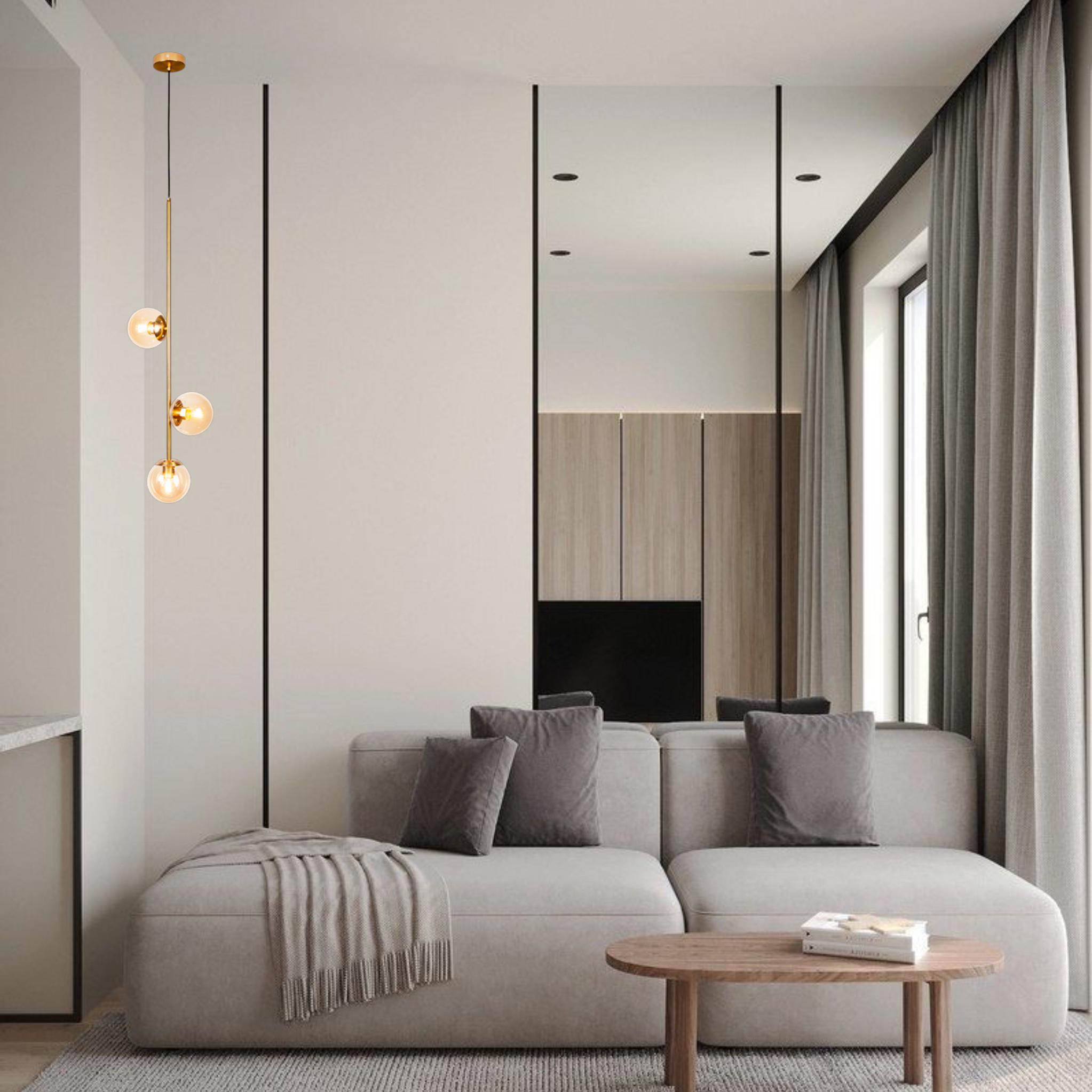 Світильник підвісний на 3 лампи з 13 см плафонами Бронзовий (52-1015-3 BRZ+BR) - фото 2