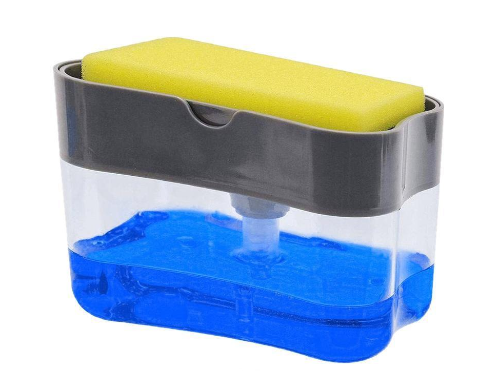 Органайзер для мочалок Soap Pump Sponge Caddy с мыльницей и дозатором нажимная (33664587)
