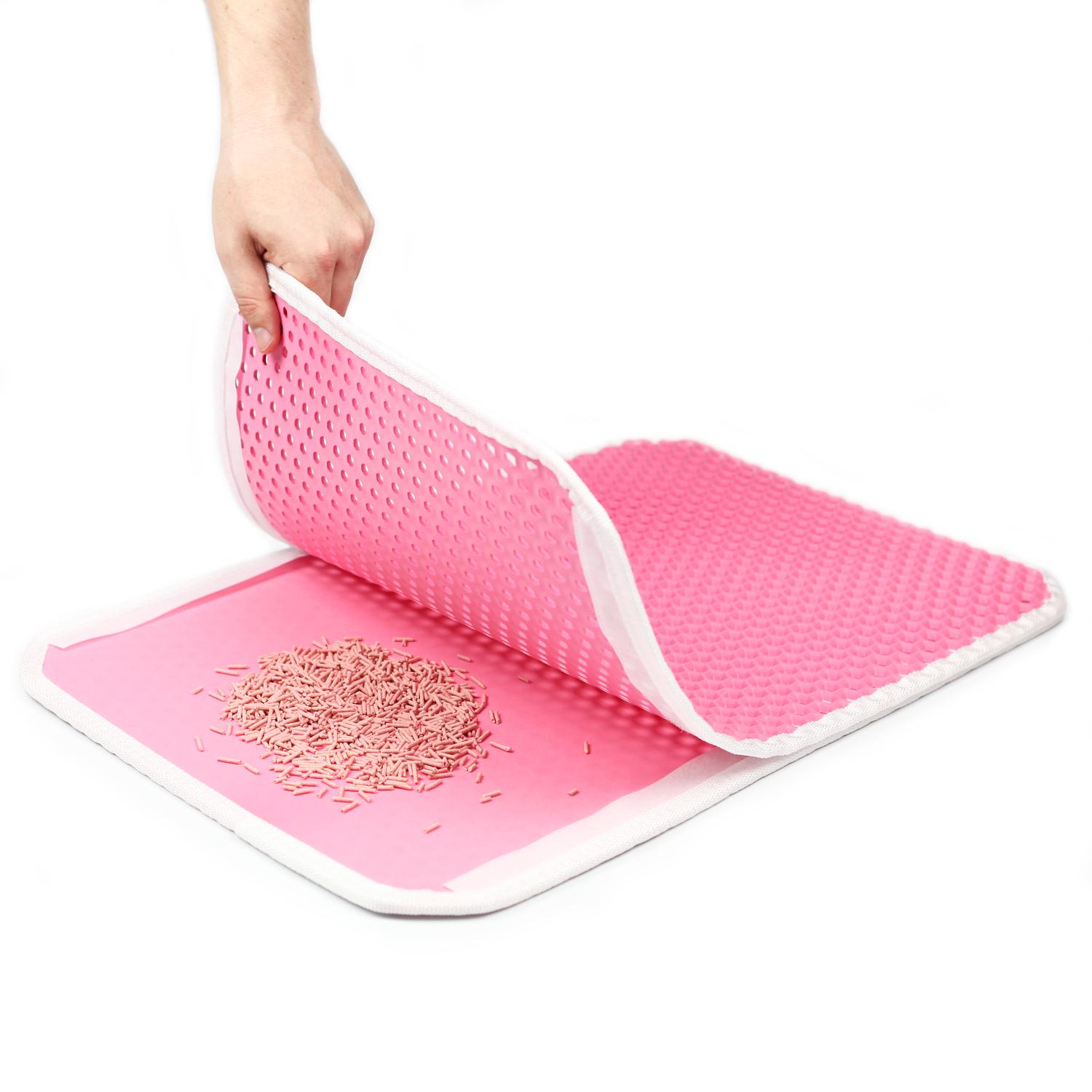 Коврик двухслойный Cat in Box для кошачьего лотка EVA на липучках 60x40 см Розовый - фото 3 Коврик двухслойный Cat in Box для кошачьего лотка EVA на липучках 60x40 см Розовый - фото 3