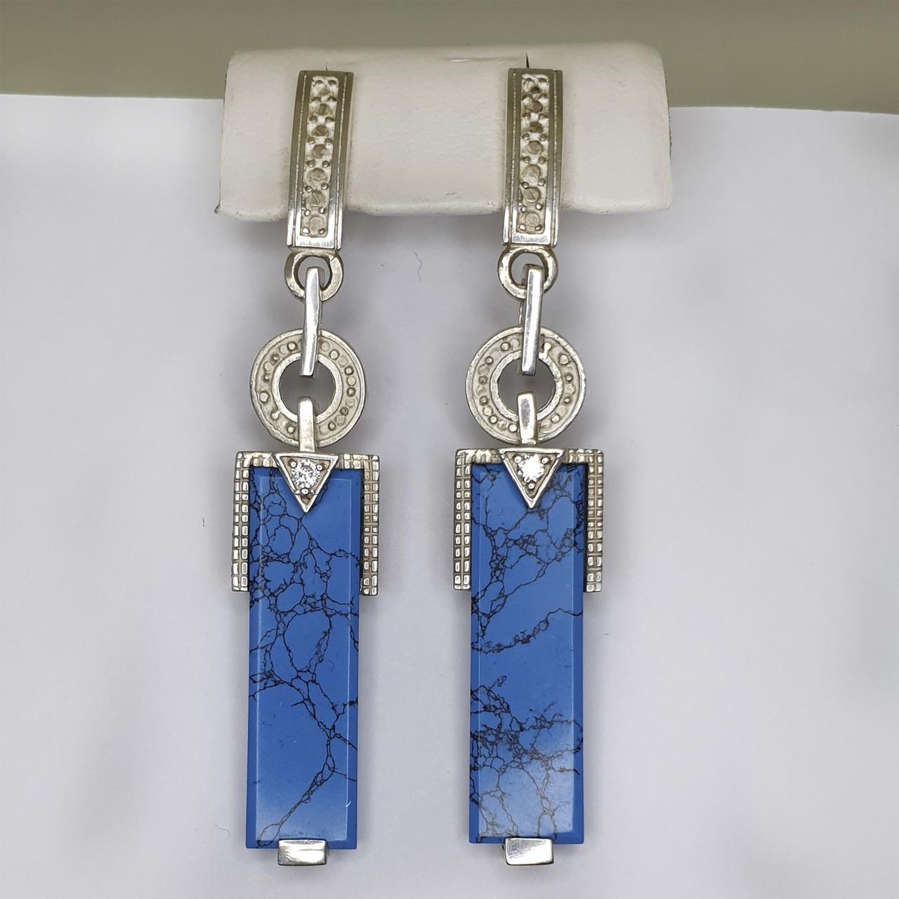 Серьги серебряные с бирюзой 10,27 г (1397599542)