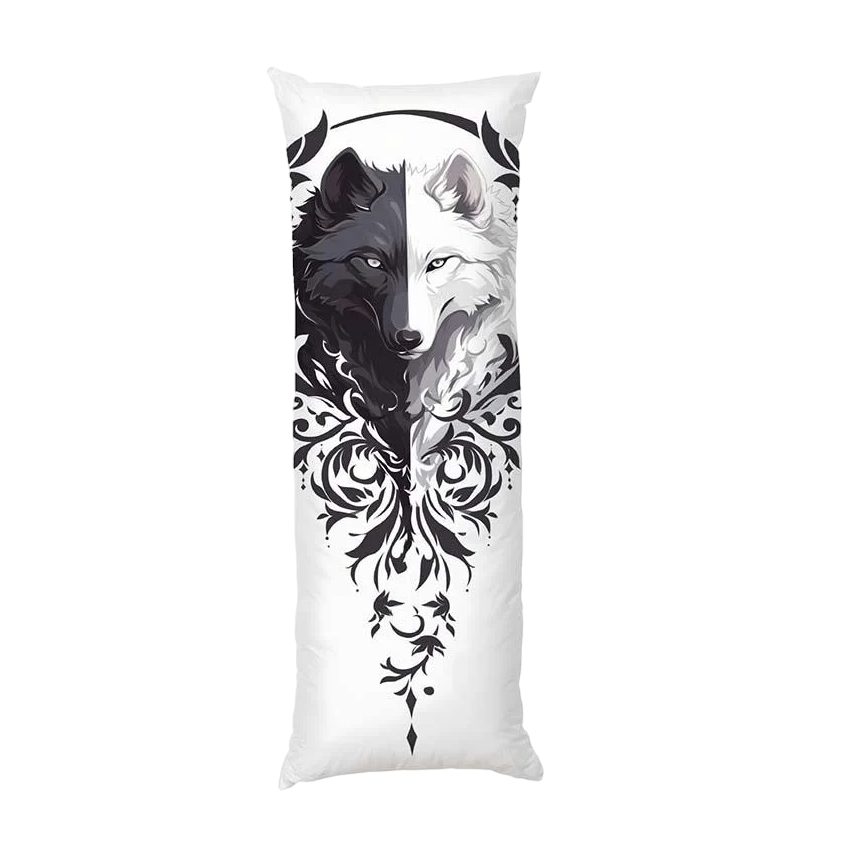 Подушка дакимакура Black and white wolf габардин 150х50 см (113885-3)
