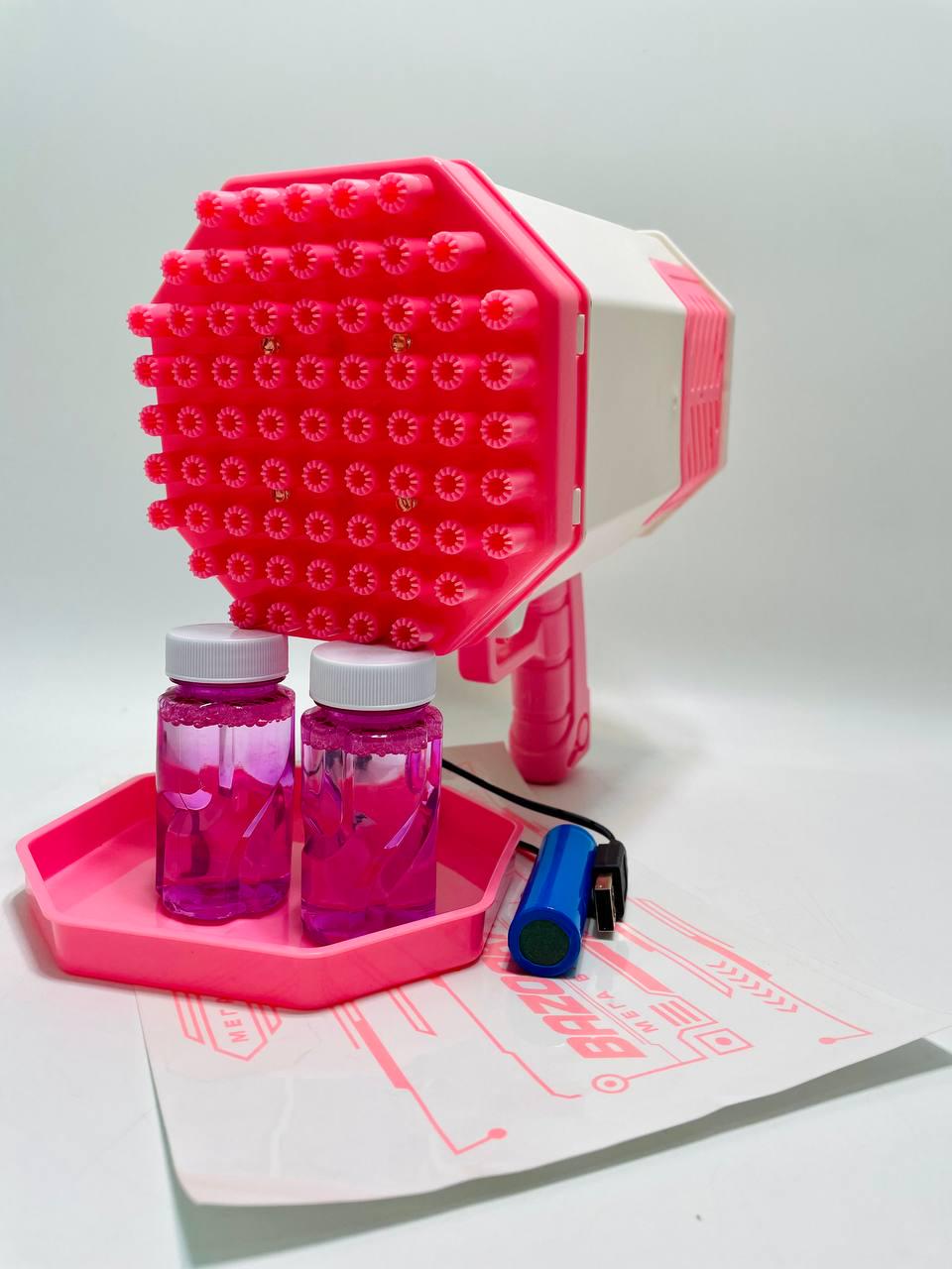 Пистолет с мыльными пузырями WToys 69 отверстий/цветная подсветка/автоматический принцип/аккумулятор - фото 2