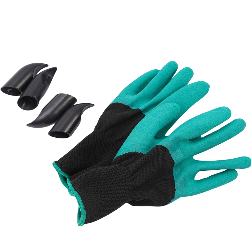 Садові рукавички з пластиковими кігтями на 1 рукавичку прогумовані Зелений (R9532)