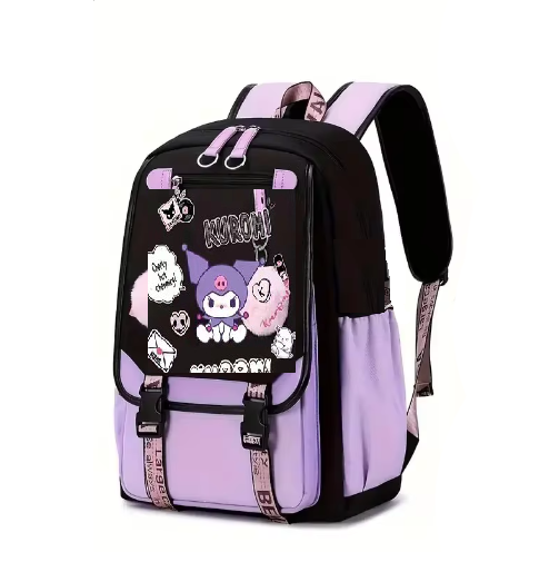 Школьный рюкзак для девочки KUROMI в японском стиле с помпоном и USB-кабелем (991944488)