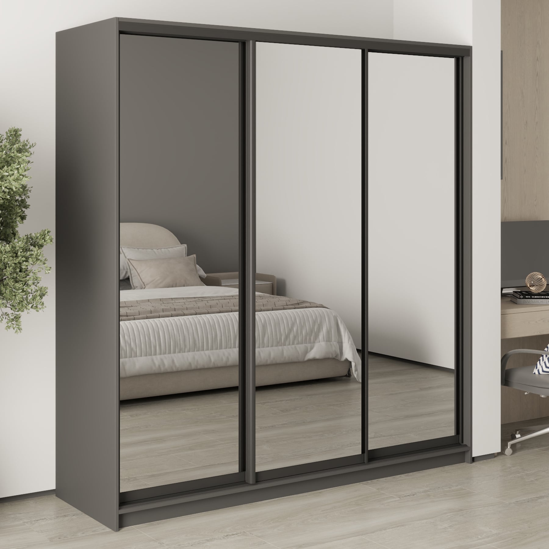 Шкаф-купе трехдверный Mebel Star Стандарт BG MBS-8456 200х60х210 см Антрацит (1007867) Шкаф-купе трехдверный Mebel Star Стандарт BG MBS-8456 200х60х210 см Антрацит (1007867)