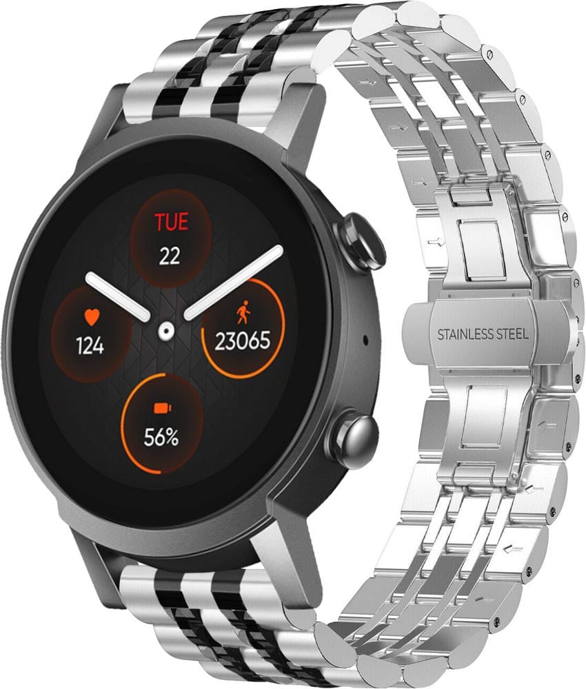 Браслет металлический Spinye Line для Mobvoi TicWatch E3 Silver Black (29043-69)