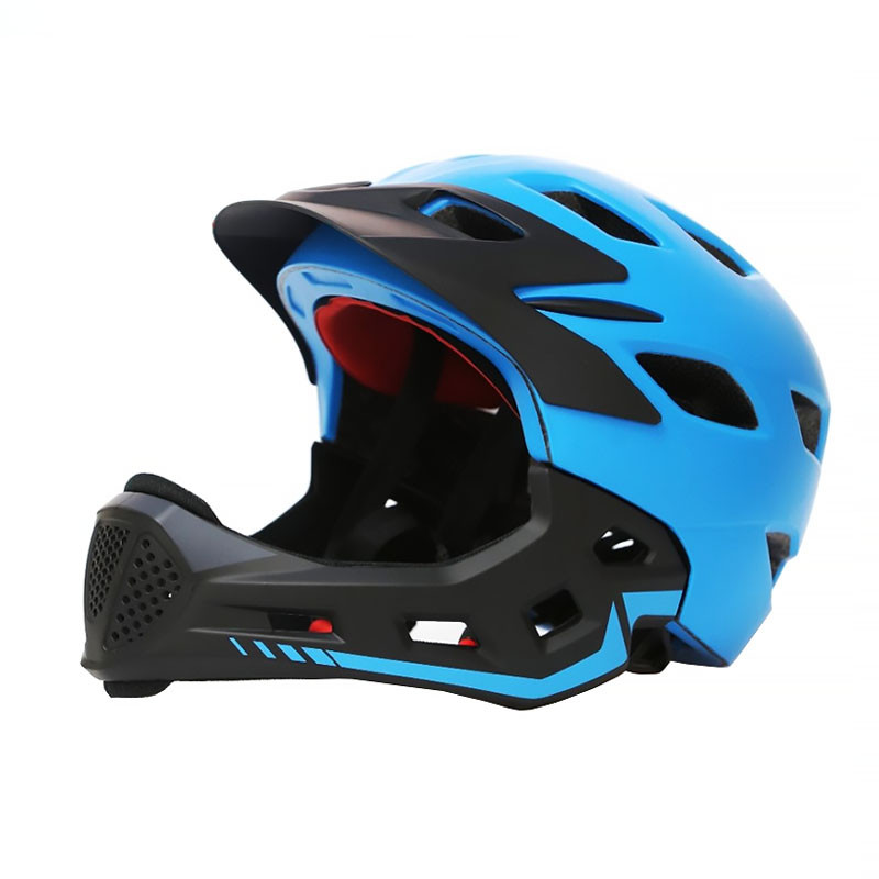Шлем велосипедный защитный с подбородком Helmet KX109 Black/Blue