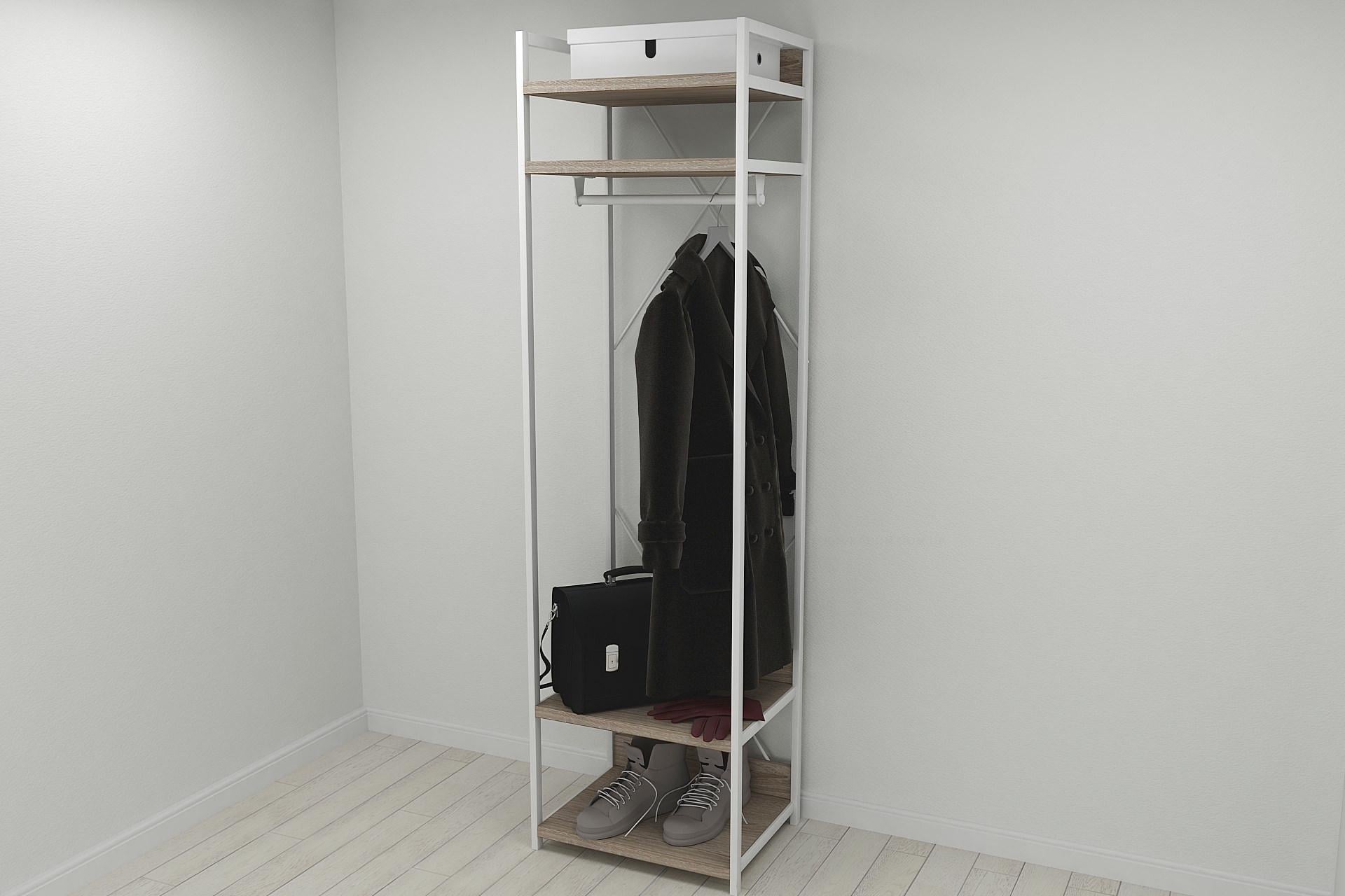 Шафа-гардероб Ferrum-decor Конект Уні секція 2 метал/ДСП 32 мм 220x60x50 см Білий/Дуб Сонома Трюфель (FRD-104546) Шафа-гардероб Ferrum-decor Конект Уні секція 2 метал/ДСП 32 мм 220x60x50 см Білий/Дуб Сонома Трюфель (FRD-104546)