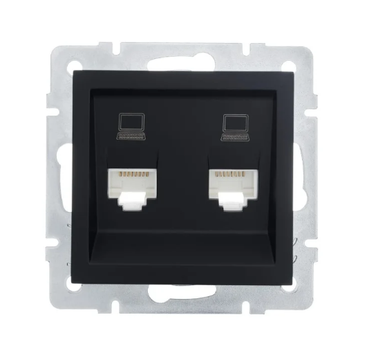 Розетка двойная Lezard компьютерная Черный (26408929)