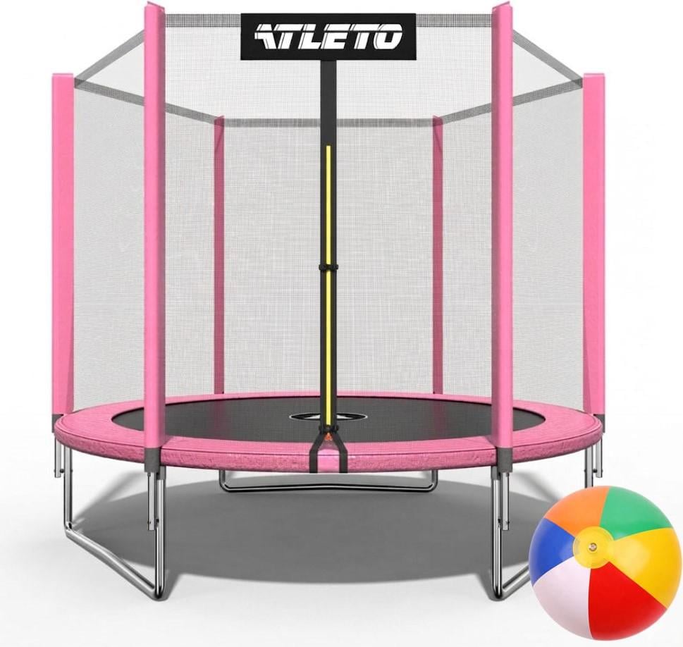 Батут детский Atleto с сеткой 183 см Розовый (4978)