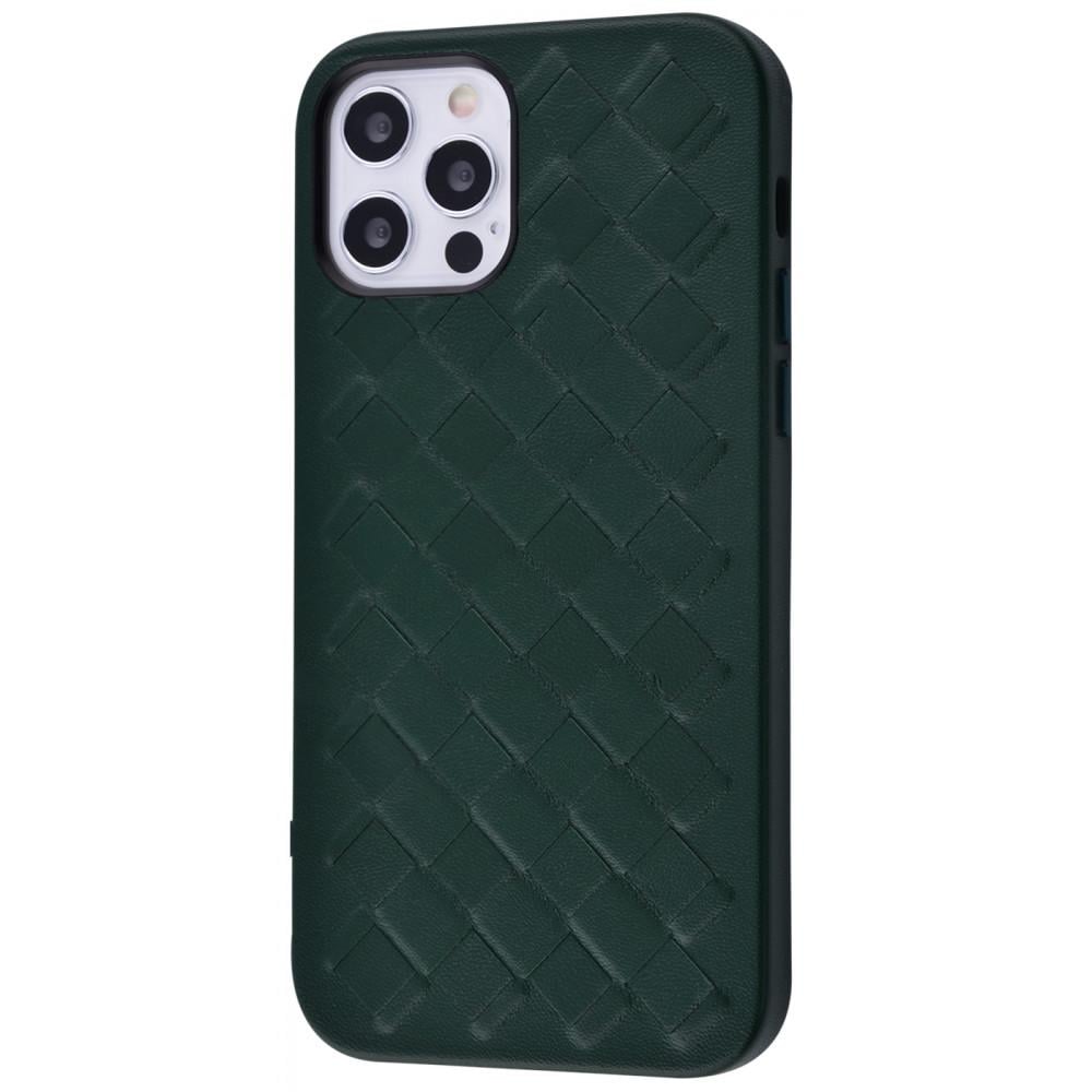 Чехол PRC Genuine Leather case Weaving Series для iPhone 12/12 Pro Forest Green