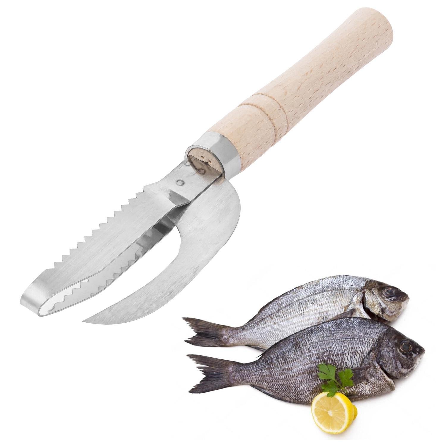 Рибочистка ніж для чищення риби з дерев'яною ручкою 22 см (19491761) - фото 4