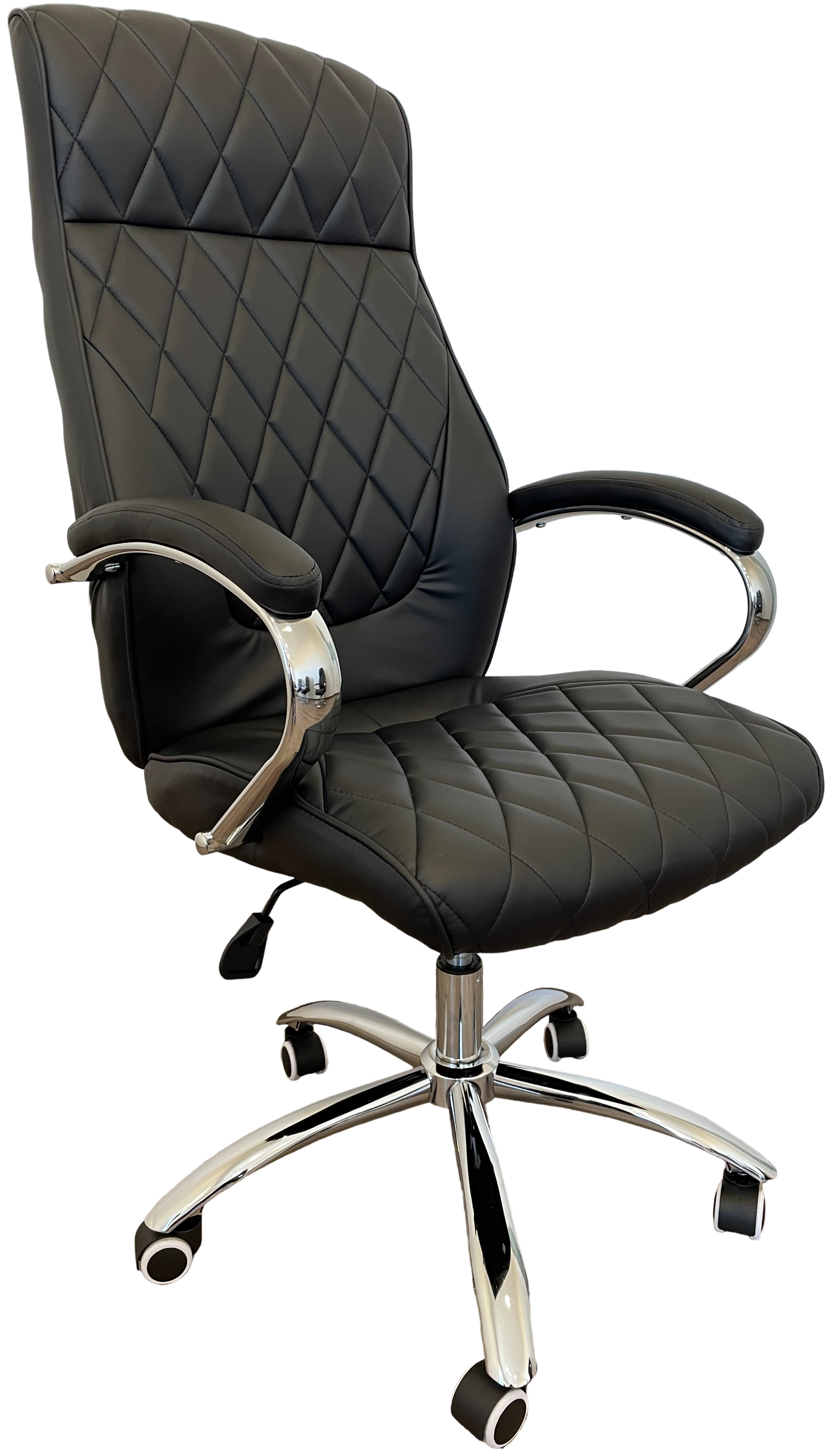 Офисное кресло руководителя Apollo Хром М2 AnyFix из экокожи Черный