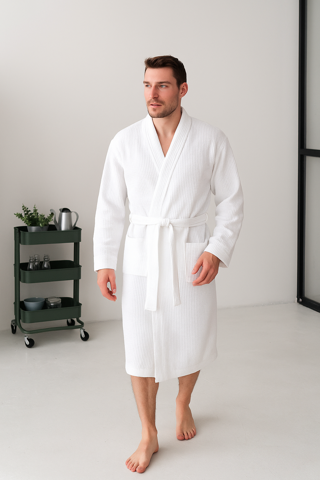 Халат мужской COSY вафельный S-M Белый (FL120M)