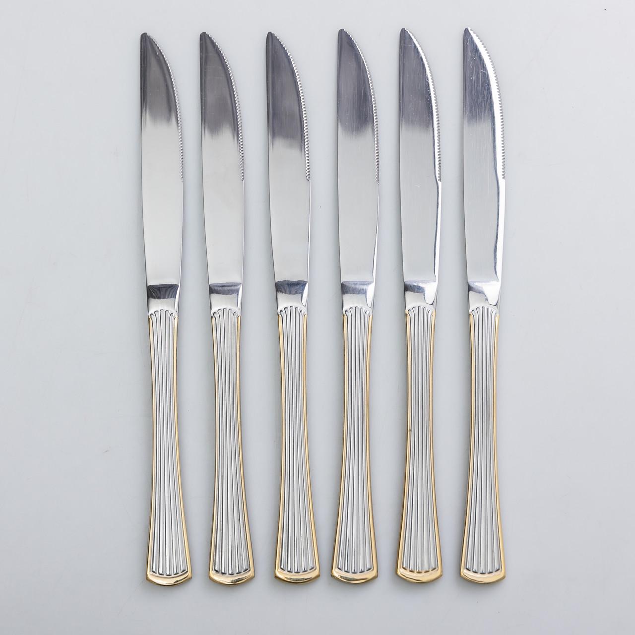 Набор столовых ножей из нержавеющей стали 6 шт 22,5 см гальваническое покрытие Серебрянный с золотистым