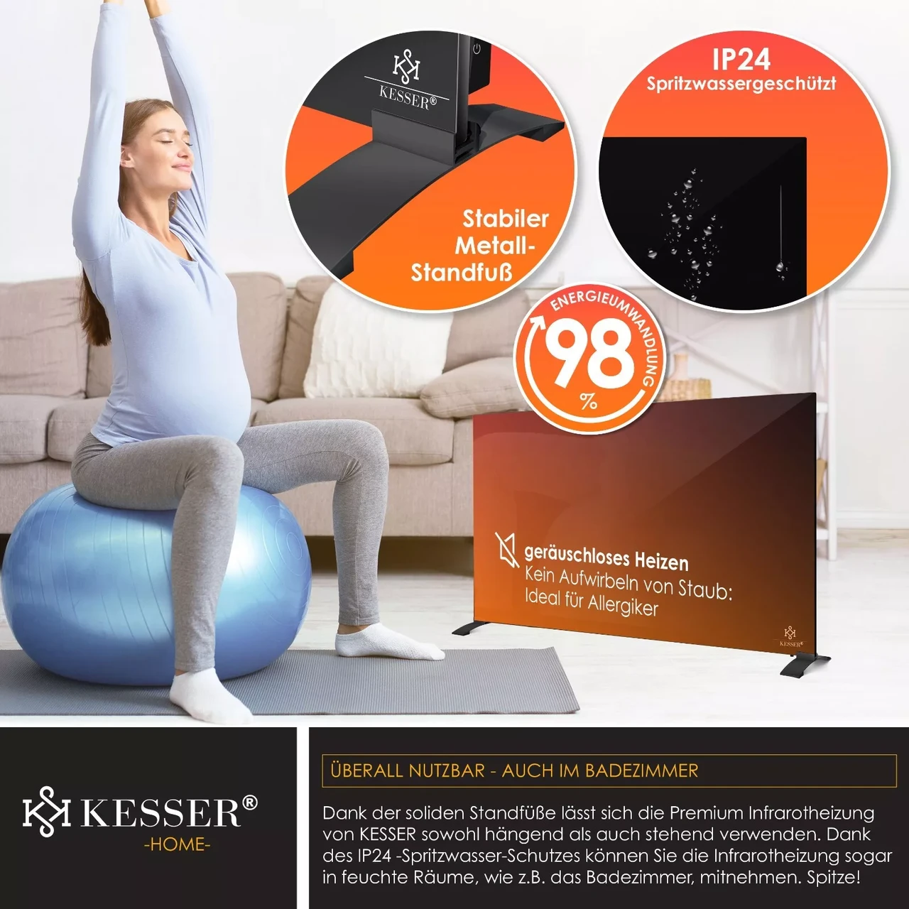 Инфракрасный обогреватель KESSER 520 Вт 50°C (225845498230we-520) - фото 5 Инфракрасный обогреватель KESSER 520 Вт 50°C (225845498230we-520) - фото 5