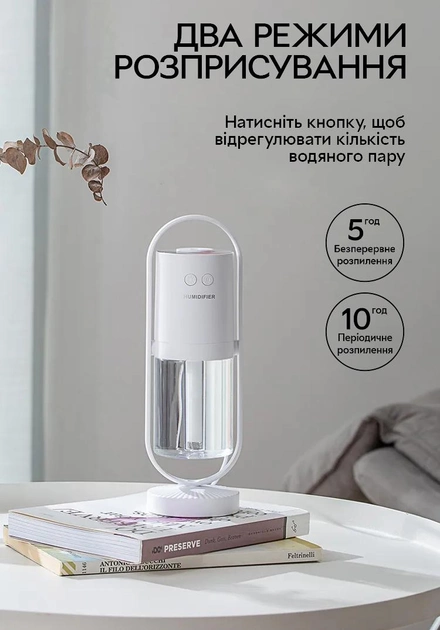 Увлажнитель воздуха портативный Humidifier с ионизацией Белый (STB-J1240) - фото 3