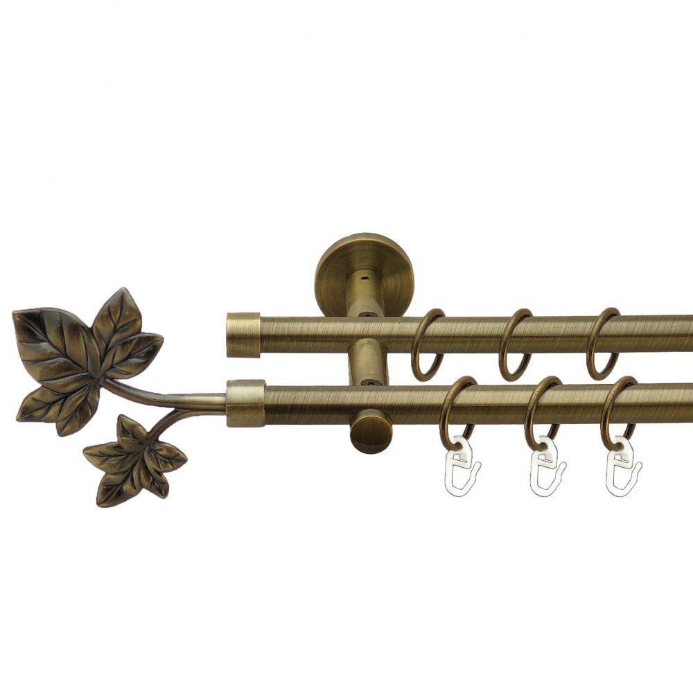 Карниз Orvit Листок металевий дворядний циліндр 16 см гладка труба кільце металеве 16/16 мм 200 см Антик (7335464)