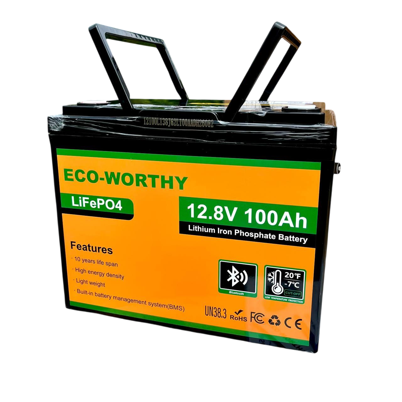 Аккумулятор LiFePO4 Eco-Worthy 12,8V 100Ач 1280 Wh с Bluetooth BMS >4000 циклов литий-железо-фосфатный Аккумулятор LiFePO4 Eco-Worthy 12,8V 100Ач 1280 Wh с Bluetooth BMS >4000 циклов литий-железо-фосфатный