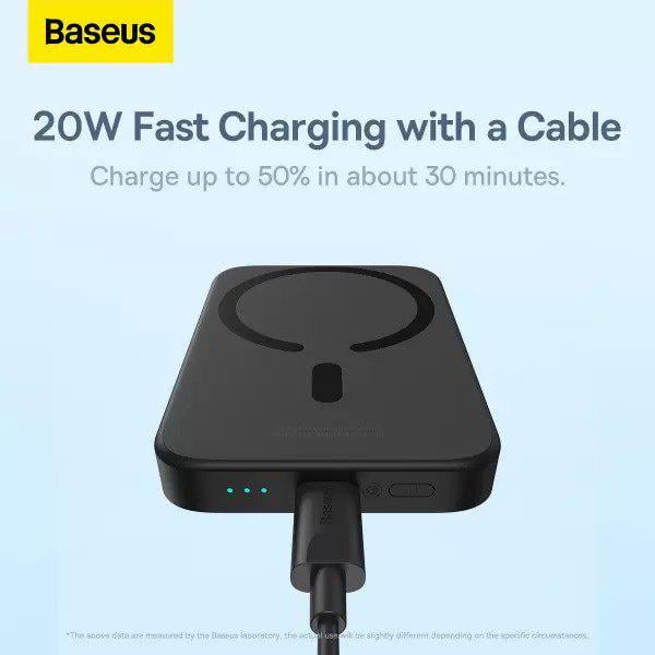 Павербанк з бездротовою зарядкою BASEUS Magnetic Mini Wireless Fast Charge Qi 15 W 2в1 10000 mAh 20 W 2,4 A QC3.0+PD3.0 Чорний (PPCX030001) - фото 14