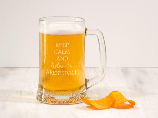 Бокал для пива Woodpresentstudio "Keep calm and listen to Arestovich"
