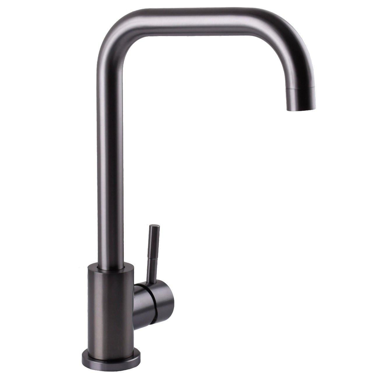 Змішувач для кухні Wezer EKO4B-01-GUNGrey поворотний вилив нержавіюча сталь Збройова сталь (1055195)