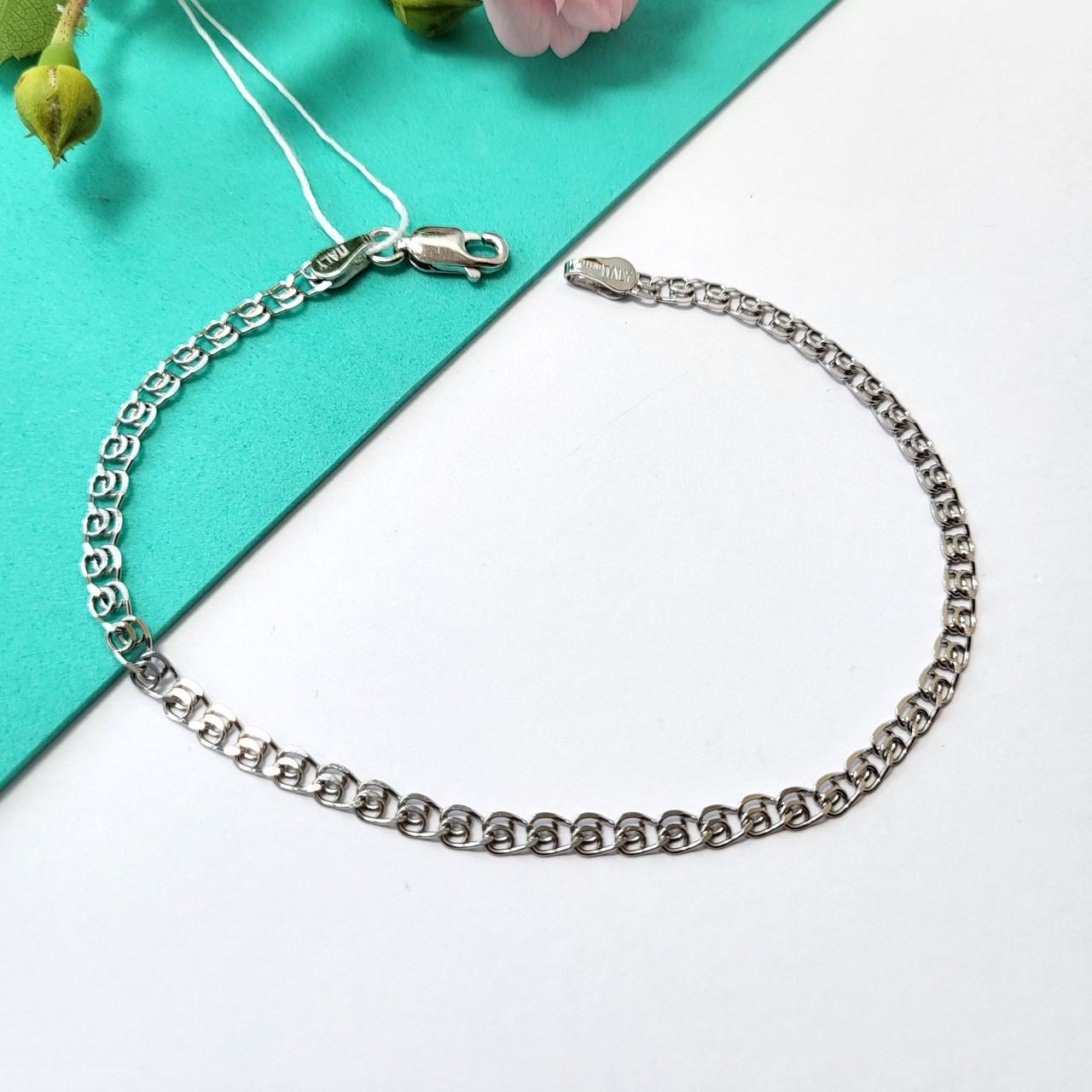 Браслет плоский Лав без камней серебро 925 пробы родированное 2,30 г 18 см (841р3/18)