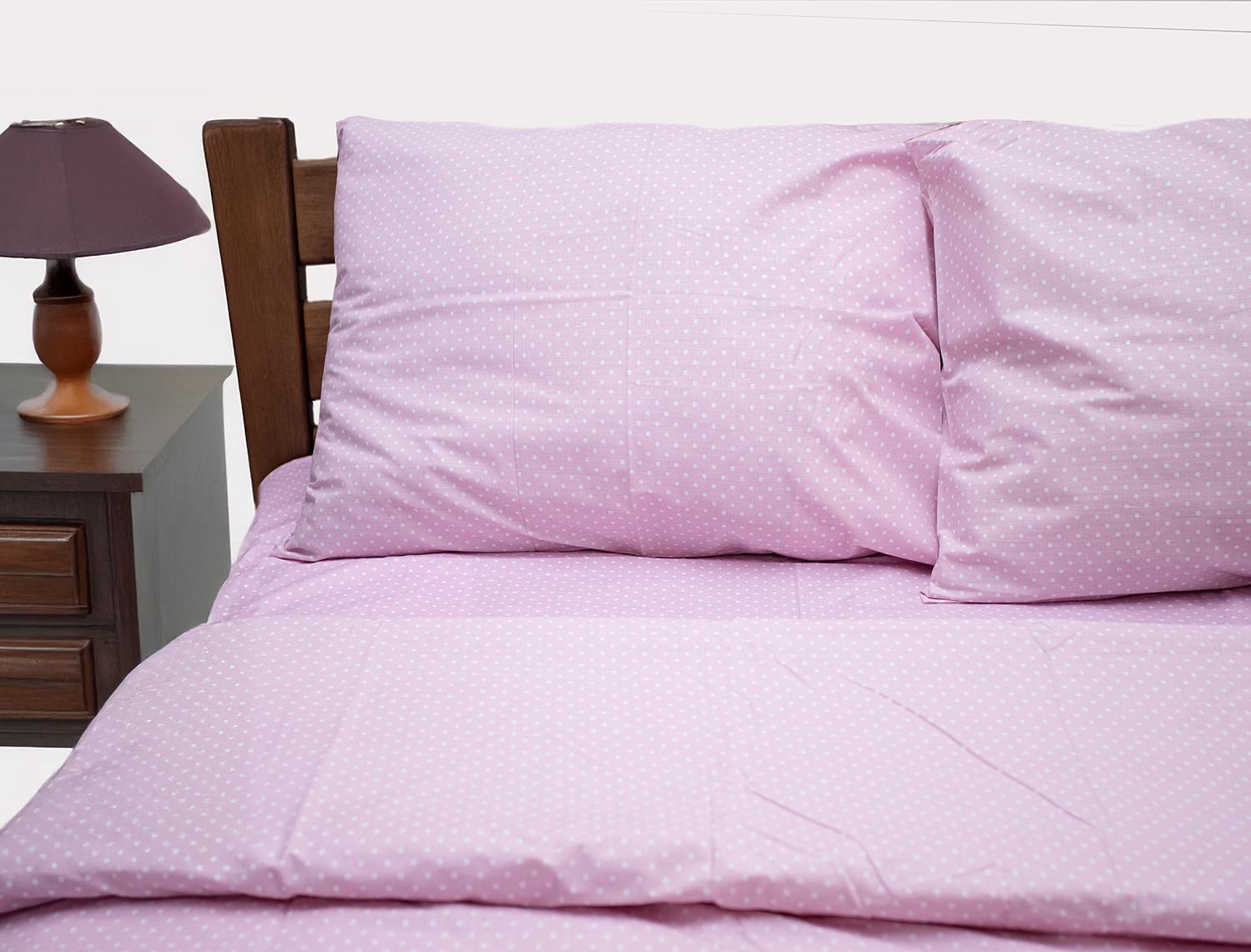 Постельное белье Zastelli 19 белый горох на розовом бязь полуторный 145x210см розовый