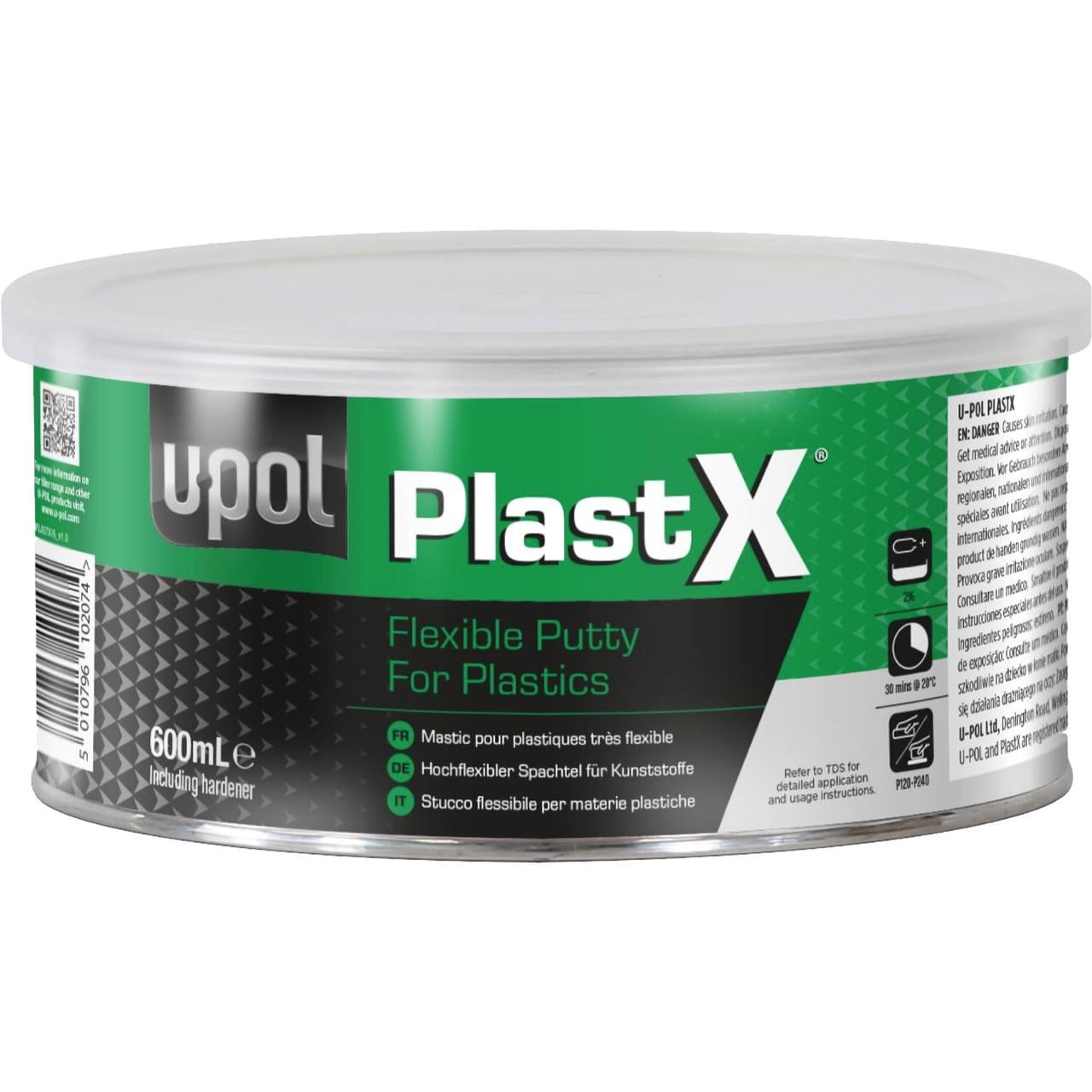 Шпаклевка для пластика эластичная полиэфирная U-POL PLASTX 6 Flexible Putty 600 мл Черный