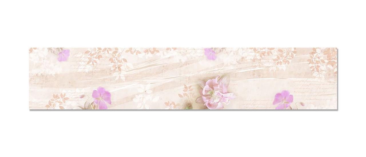 Кухонный фартук Бежевые цветы из самоклеющейся виниловой пленки 60х300 см Бежевый