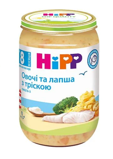Пюре Hipp Овощи и лапша с треской от 8 месяцев 220 г