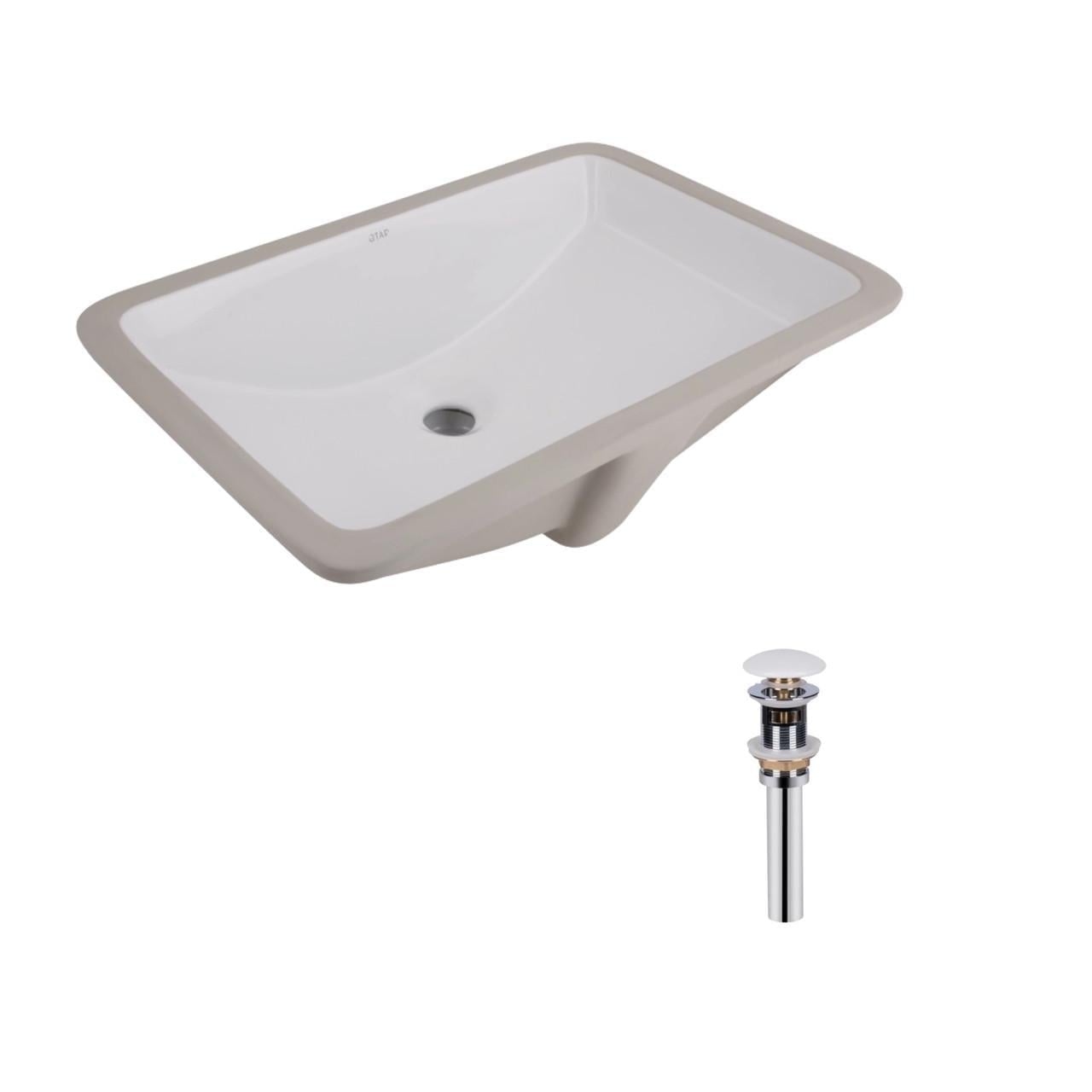 Комплект Qtap Stork раковина прямоугольная врезная 535x365x190 мм и донный клапан White (PU02O)